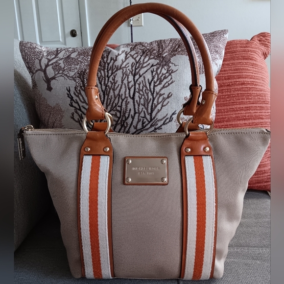 Michael Kors Canvas Varsity Stripe Tote - Picture 1 of 11